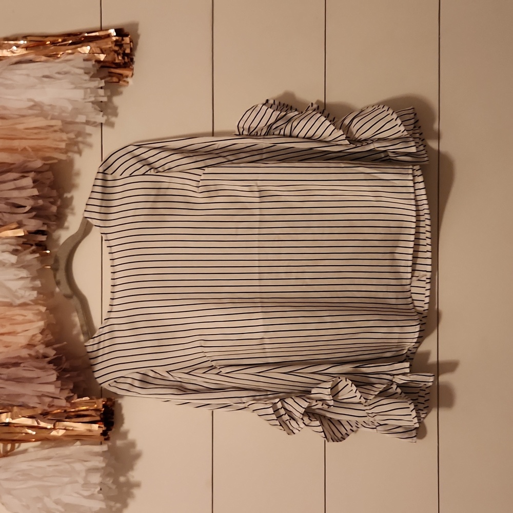 Black and White Striped Blouse